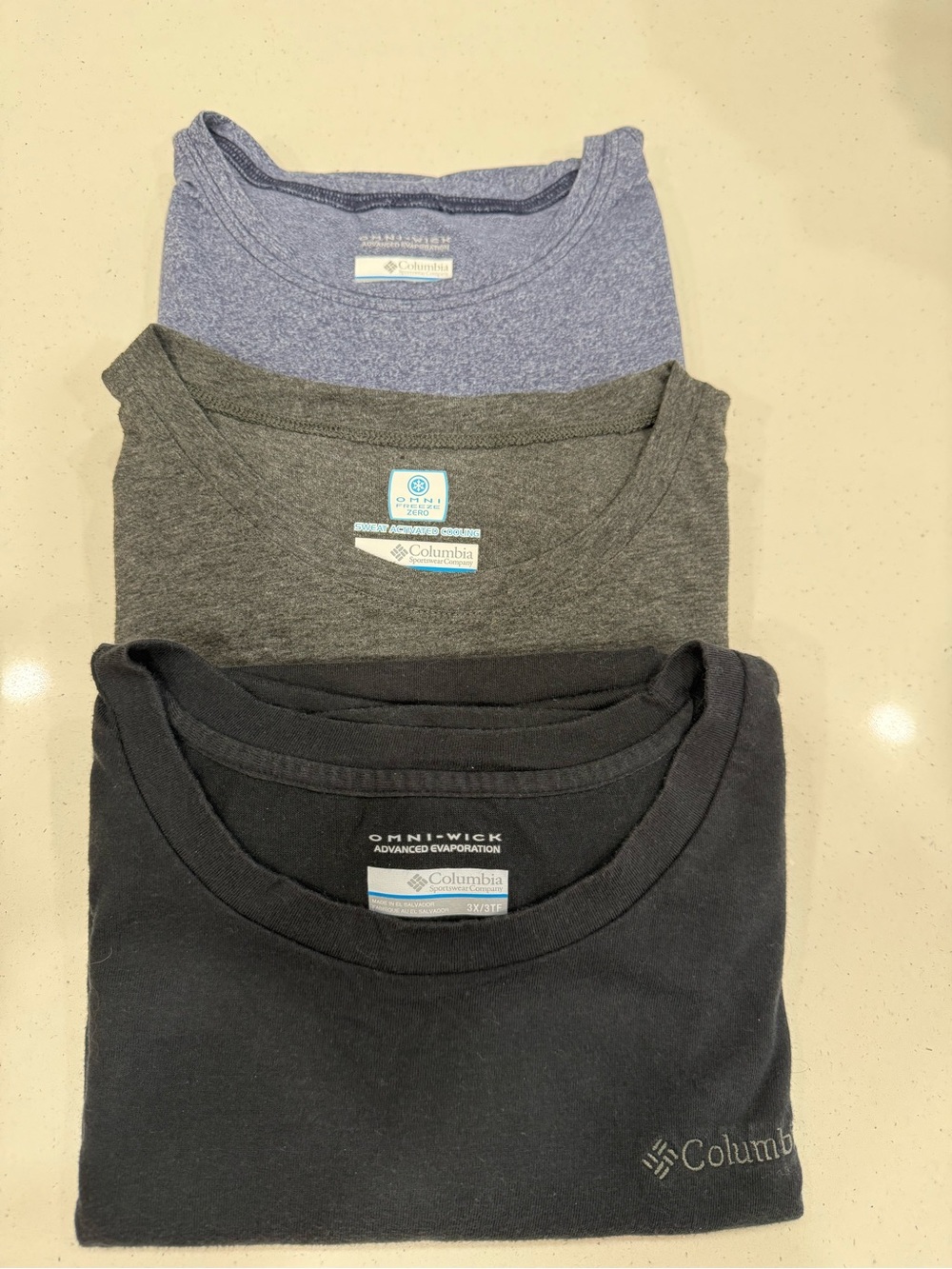 Columbia Men’s Short Sleeve Omni-Wick Tee Trio - Blue, Gray, Black